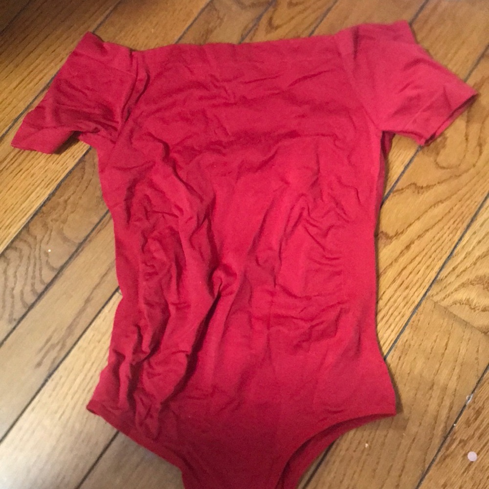 Red off the shoulder bodysuit